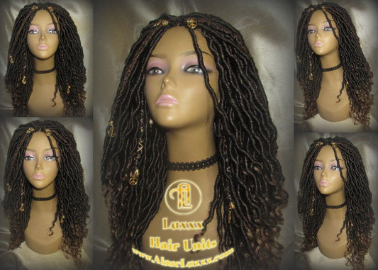 Goddess Faux Loc Wig Wavy Blonde Tips Ends 27 Brown Hair Gypsy Bohemian Boho Gypsy Distressed Dread Loc 27 DE SE Dred 14 16 in Braided Wigs