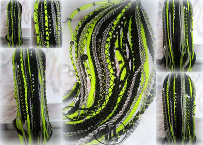 Ponytail Hair Fall Extensions Green Black Grey Ombre Elements Accents Feathers synthetic box braids hair scrunchie clip in Clip on Braids