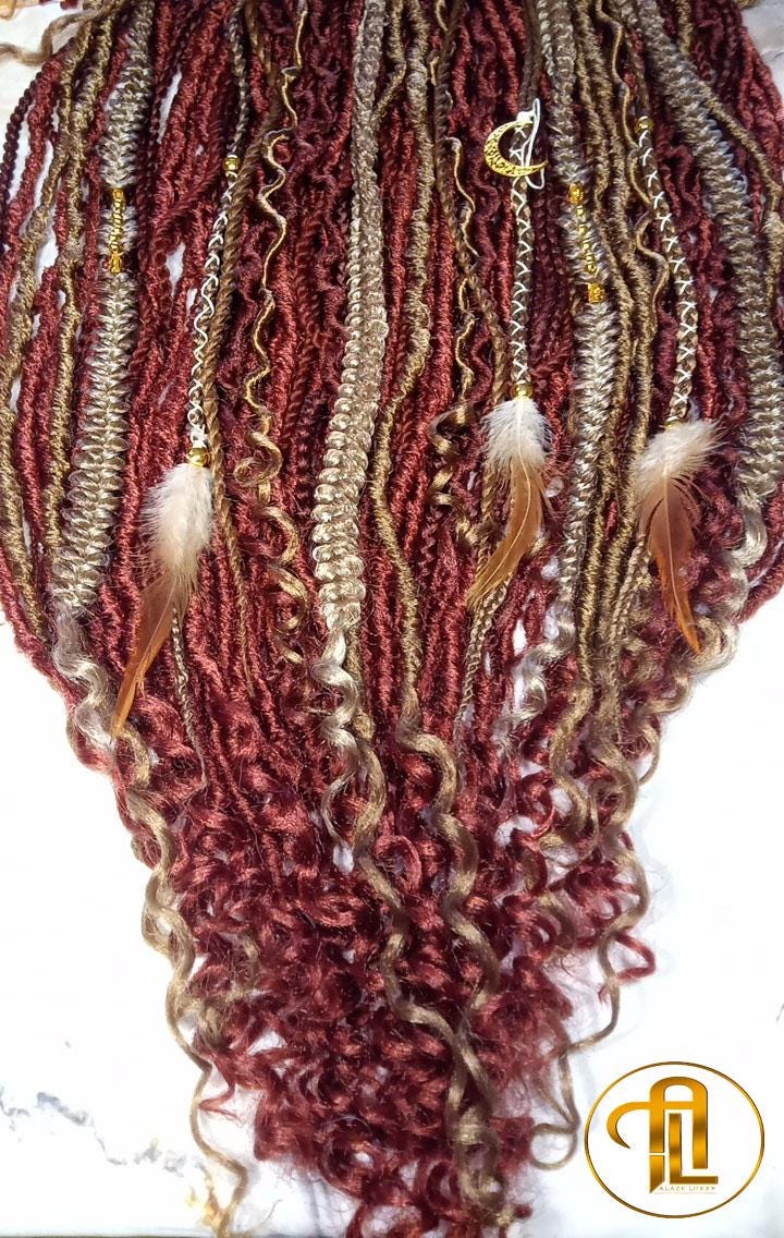 Dreads Extension Ginger Blonde Single End SE Braid Plaits Twist Set 100 Piece Set Kit Crochet Boho Mermaid Dread Hair Single Loop Viking