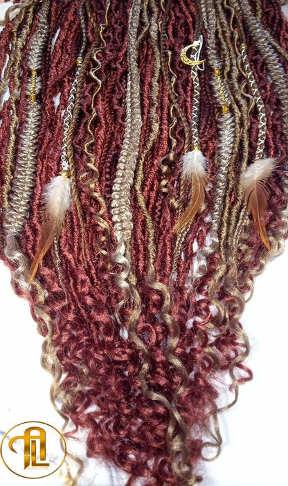 Dreads Extension Ginger Blonde Single End SE Braid Plaits Twist Set 100 Piece Set Kit Crochet Boho Mermaid Dread Hair Single Loop Viking