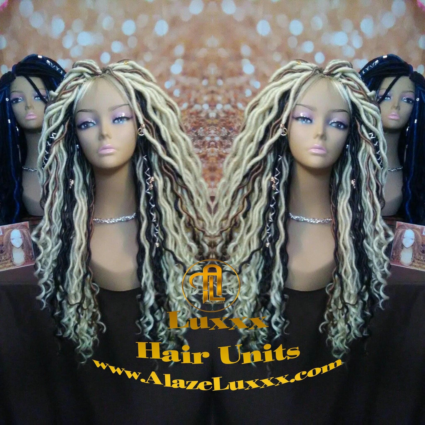 16in Goddess Faux Dread Locs Wig Unit! Blonde #613 #27 Wavy NEW Festival! Marley Dred Dread Lock Twist Wig Crochet Rave Hair Coachella Wig