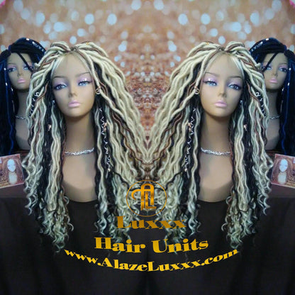 16in Goddess Faux Dread Locs Wig Unit! Blonde #613 #27 Wavy NEW Festival! Marley Dred Dread Lock Twist Wig Crochet Rave Hair Coachella Wig