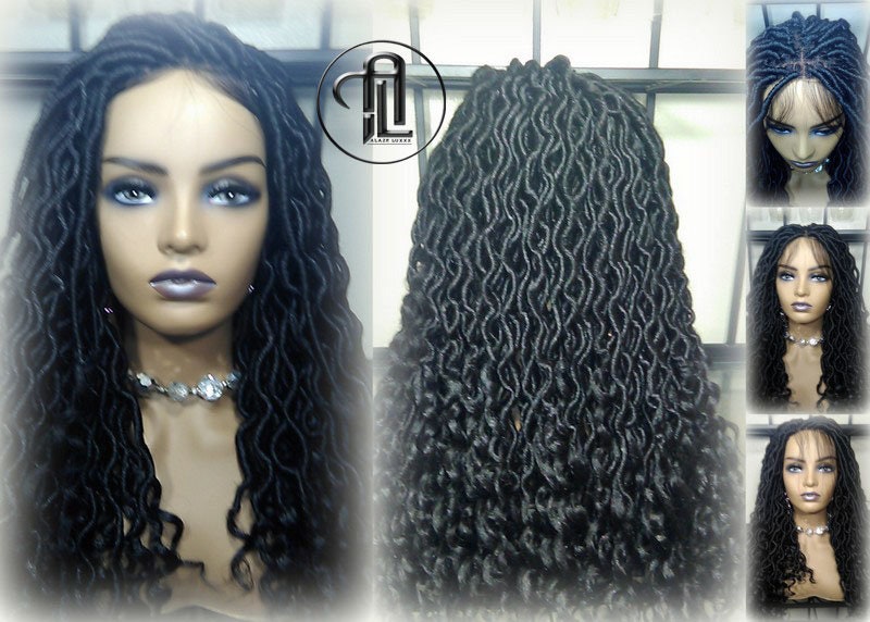 Goddess Locs Wig 4x4 Lace Closure w Baby Hairs Dread Wig Wavy Black Dreads Synthetic  Bohemian Gypsy Goddess Braids Dreads